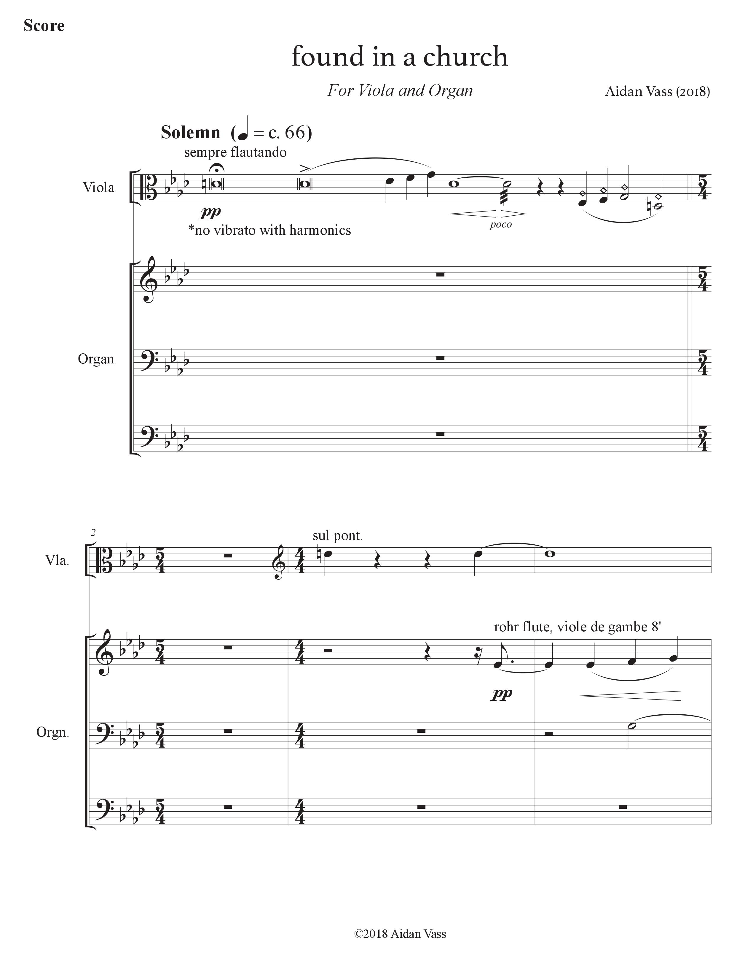 found in a church viola organ duet sheet music