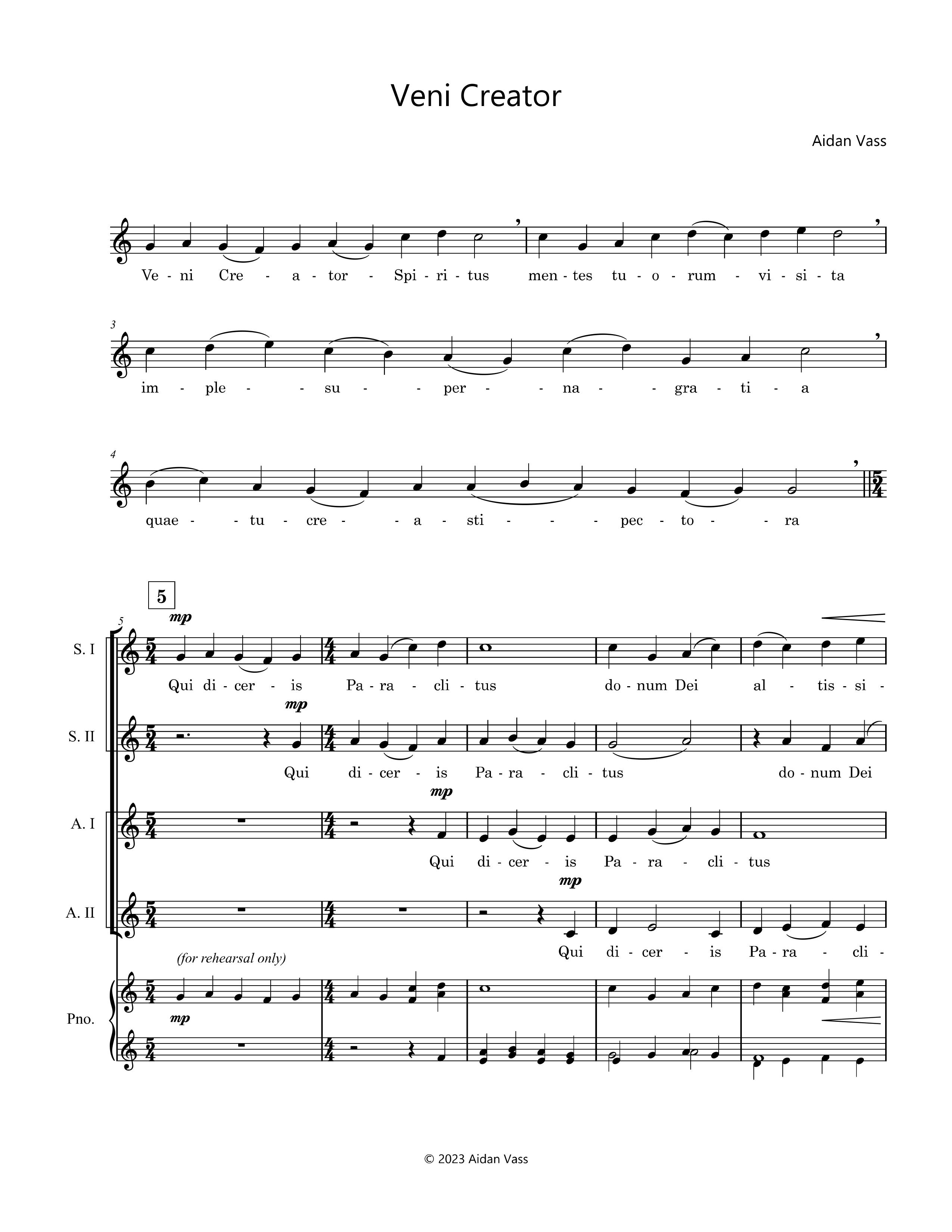 Veni Creator - SSAA women's choir sheet music
